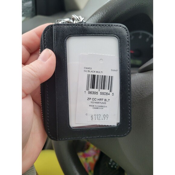 COACH CW453 Zip Card Case Wallet Heart Bolt Print Coated Canvas & Leathe… - Picture 4 of 6